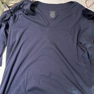 2 Supima  cotton tee with 3/4 sleeves- slate blue and navy